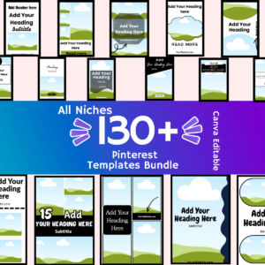 Pinterest Templates | Pinterest Canva Templates | 130+ Editable Pin Designs (Digital Download) | Viral Pinterest Pins canva templates