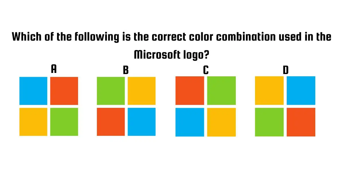 Which of the following is the correct color combination used in the Microsoft logo?