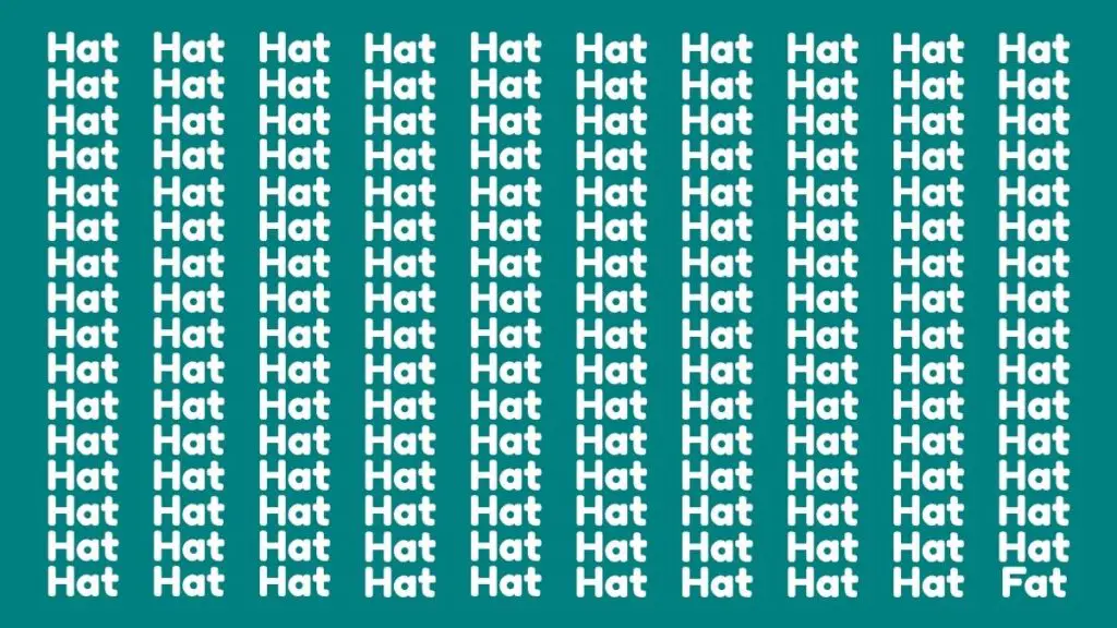 Only Sharp Eyes Can Spot ‘Fat’ Hidden Among the ‘Hat’s in Just 30 Seconds!