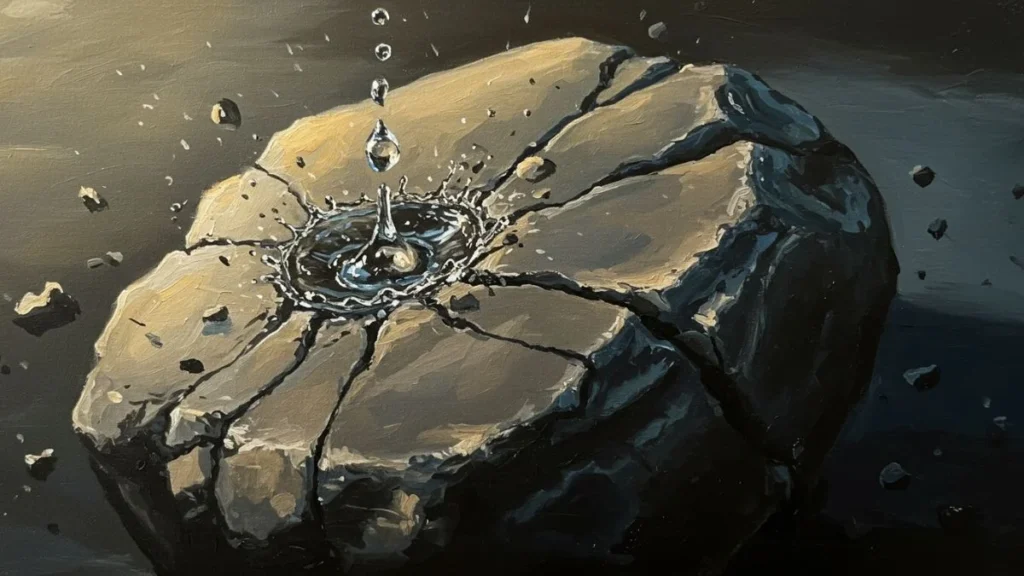 Water breaks rock not because of its strength but because of its consistency, So What is the Result?