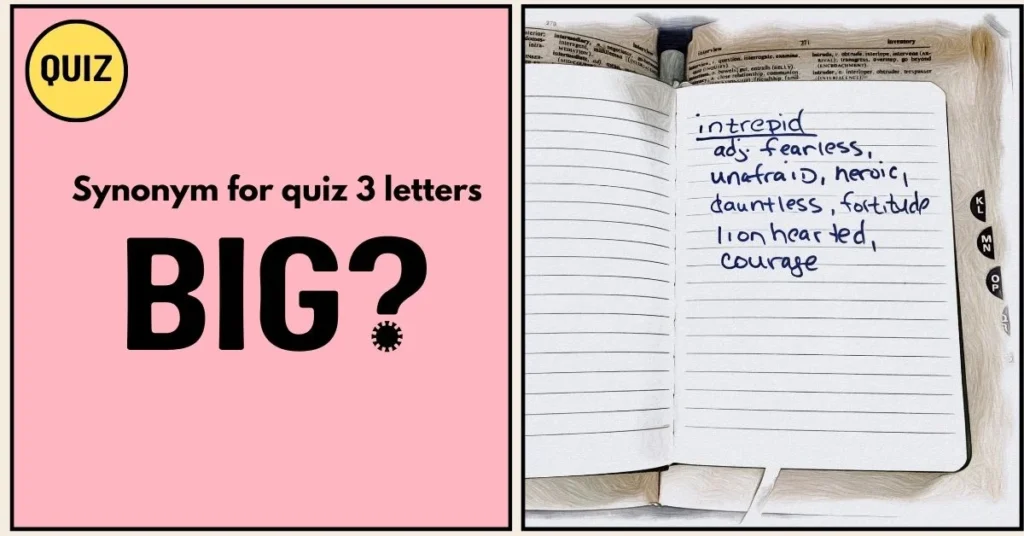 Synonym for Quiz 3 Letters