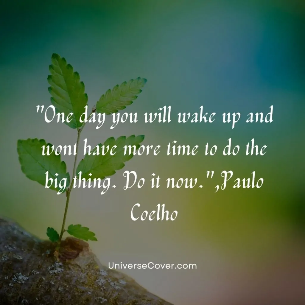 One day you will wake up and wont have more time to do the big thing. Do it now.