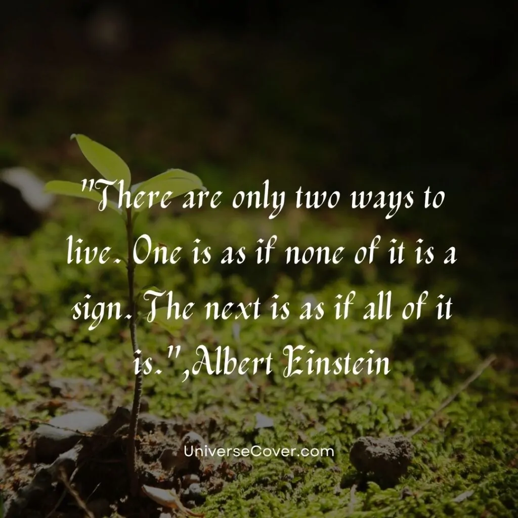 There are only two ways to live. One is as if none of it is a sign. The next is as if all of it is.