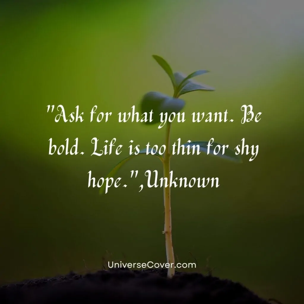 Ask for what you want. Be bold. Life is too thin for shy hope.