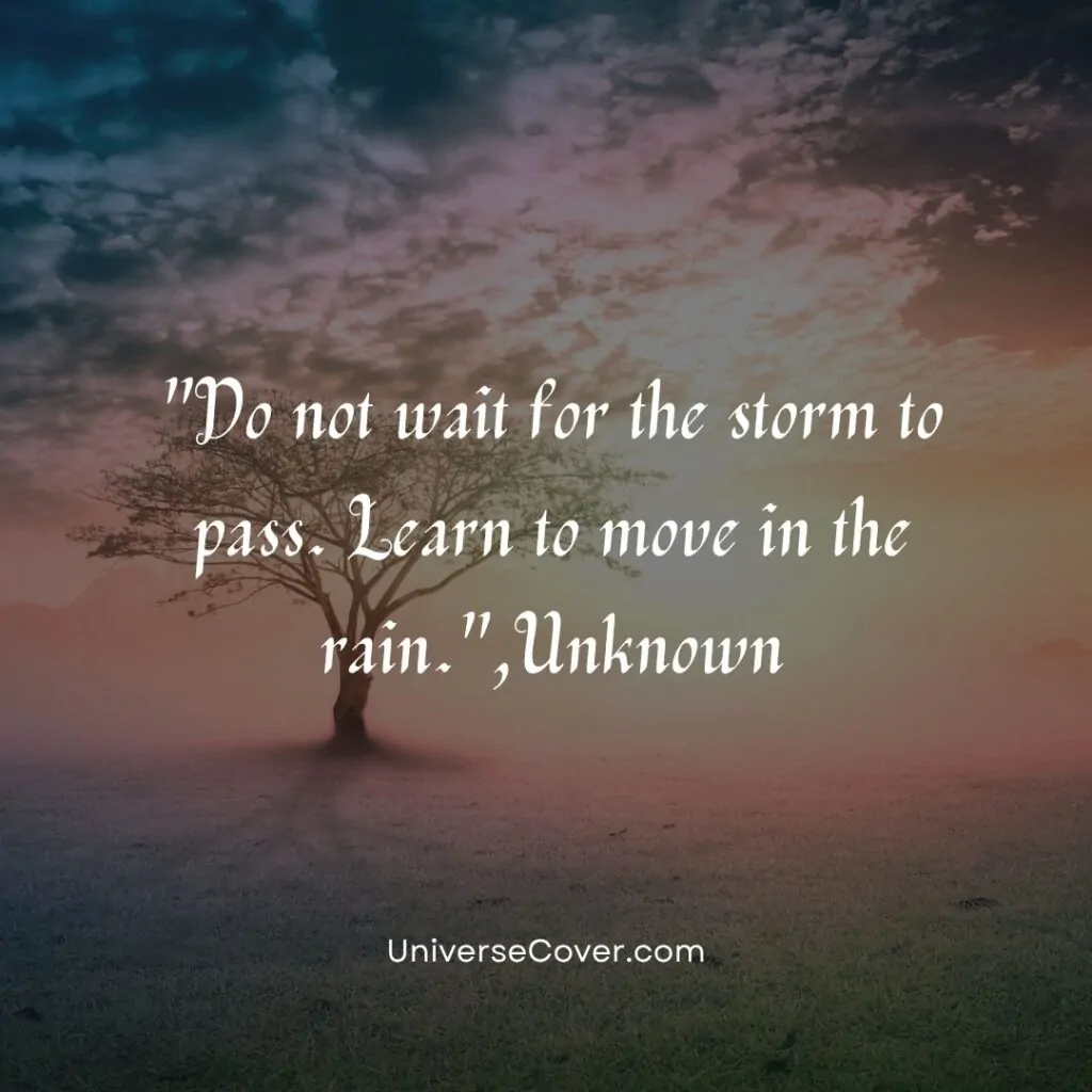 Do not wait for the storm to pass. Learn to move in the rain.