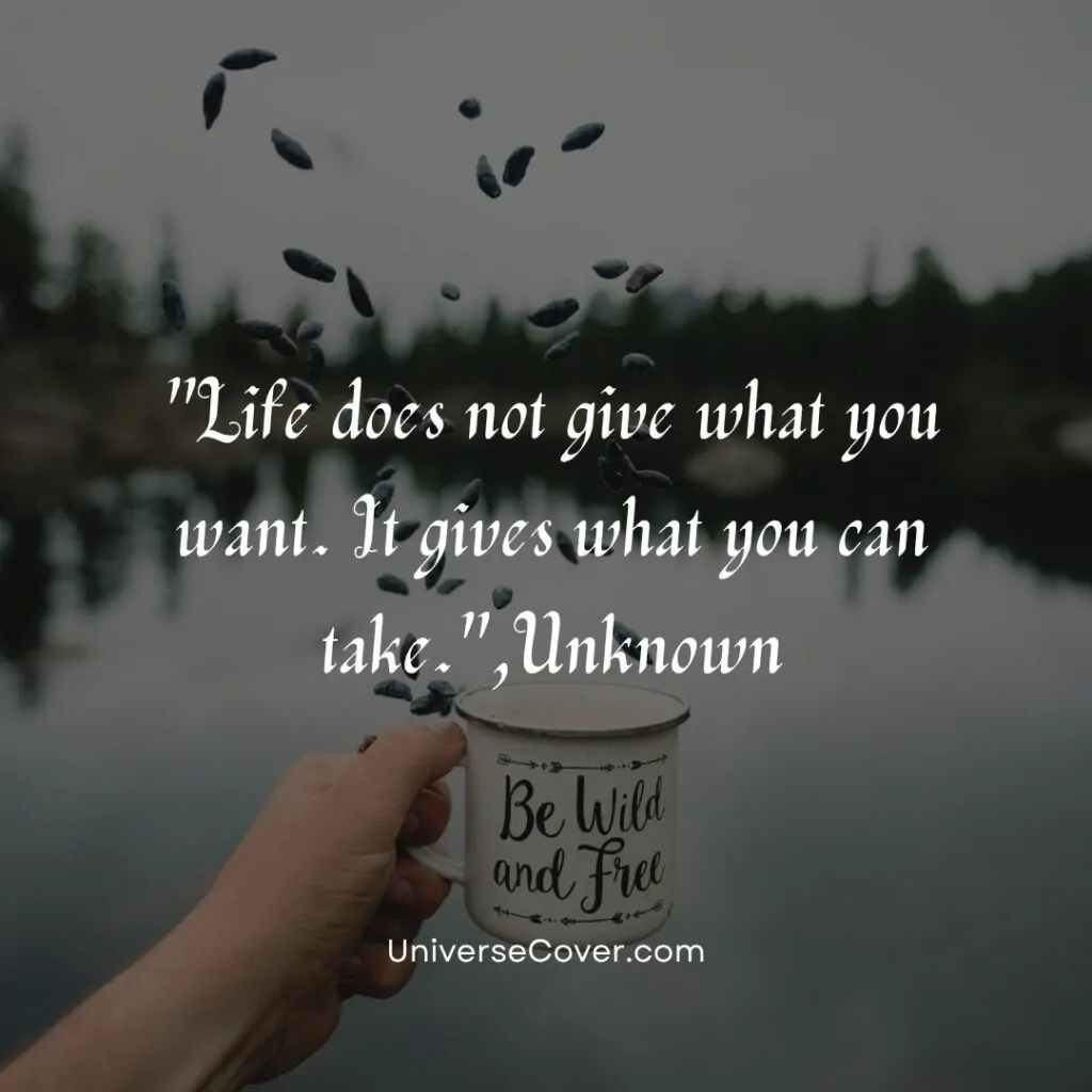 Life does not give what you want. It gives what you can take.