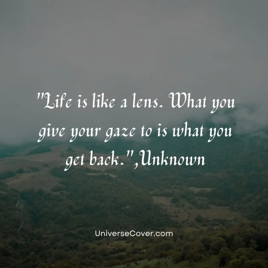 Life is like a lens. What you give your gaze to is what you get back.