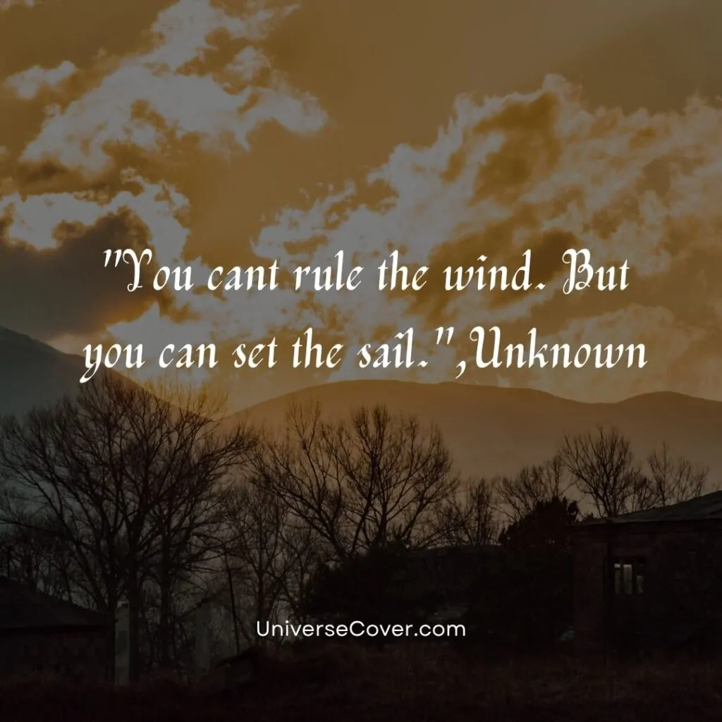 You cant rule the wind. But you can set the sail