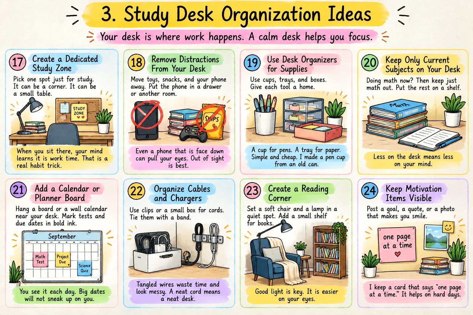 Study Desk Organization Ideas