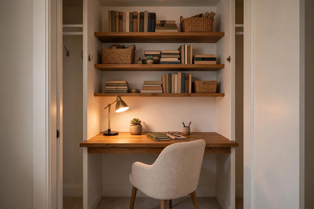 21 Closet Office Ideas That Turn Wasted Space Into a Workspace