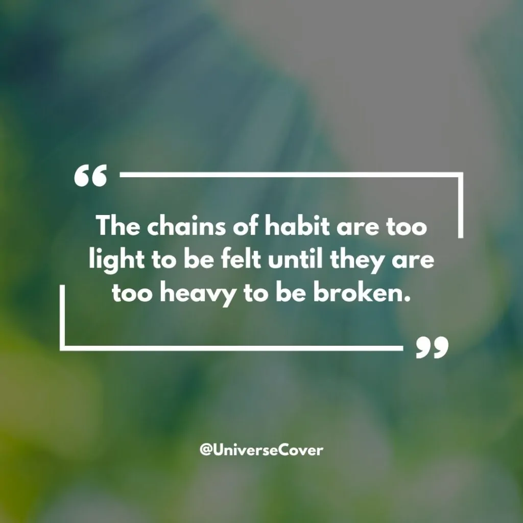 "The chains of habit are too light to be felt until they are too heavy to be broken."