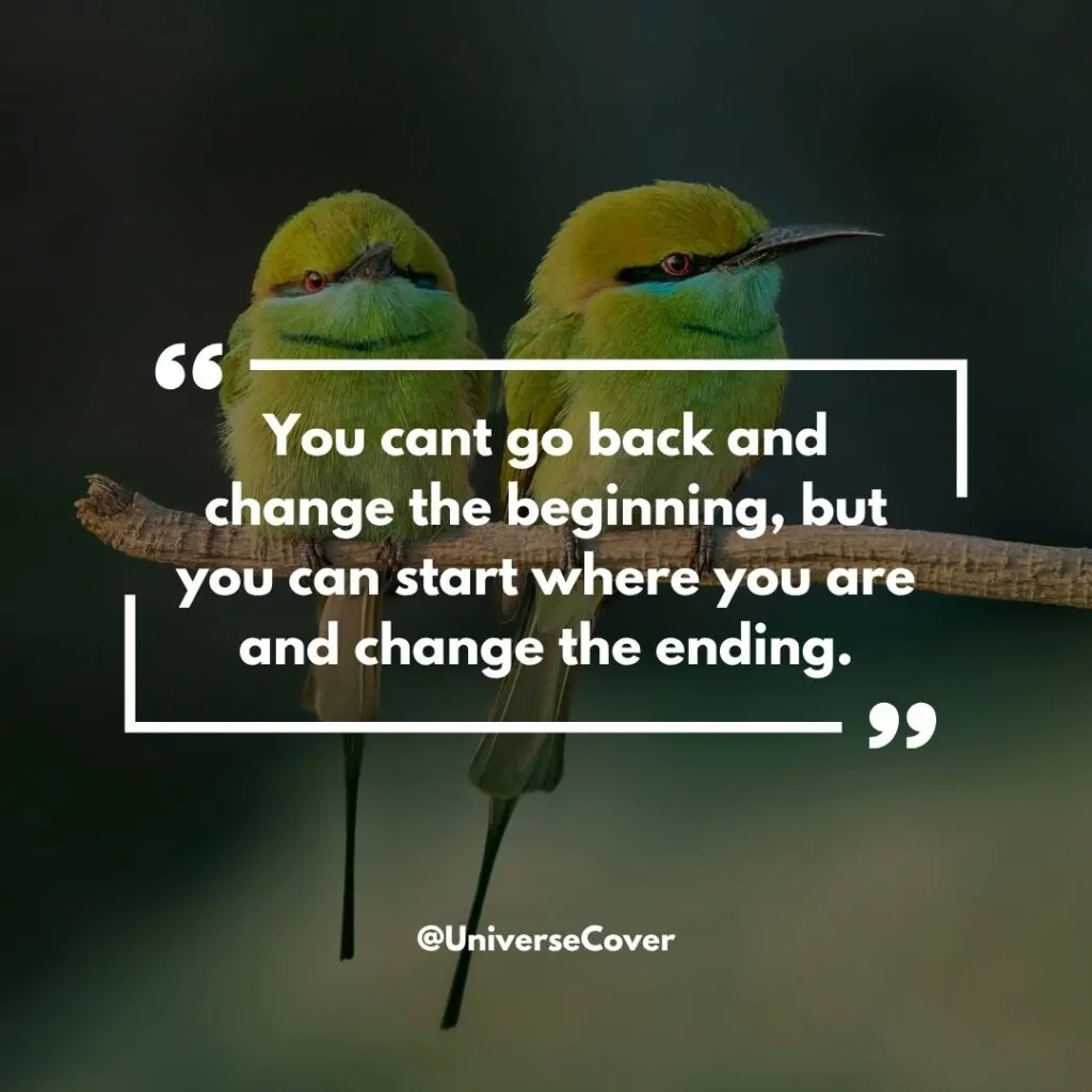 "You cant go back and change the beginning, but you can start where you are and change the ending."