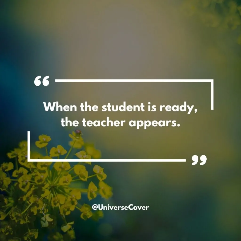 "When the student is ready, the teacher appears."