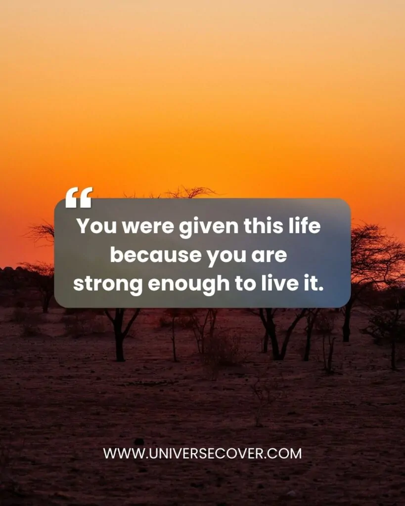You were given this life because you are strong enough to live it.