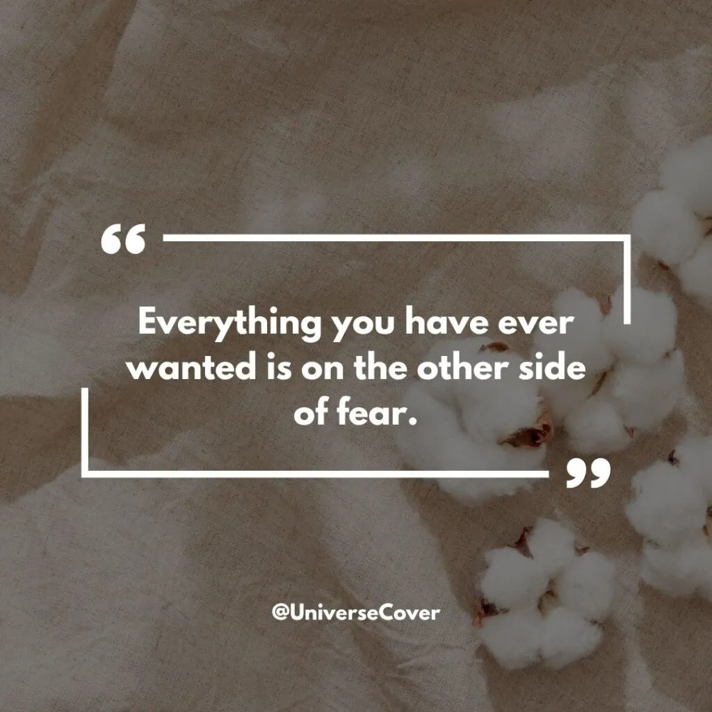 "Everything you have ever wanted is on the other side of fear."