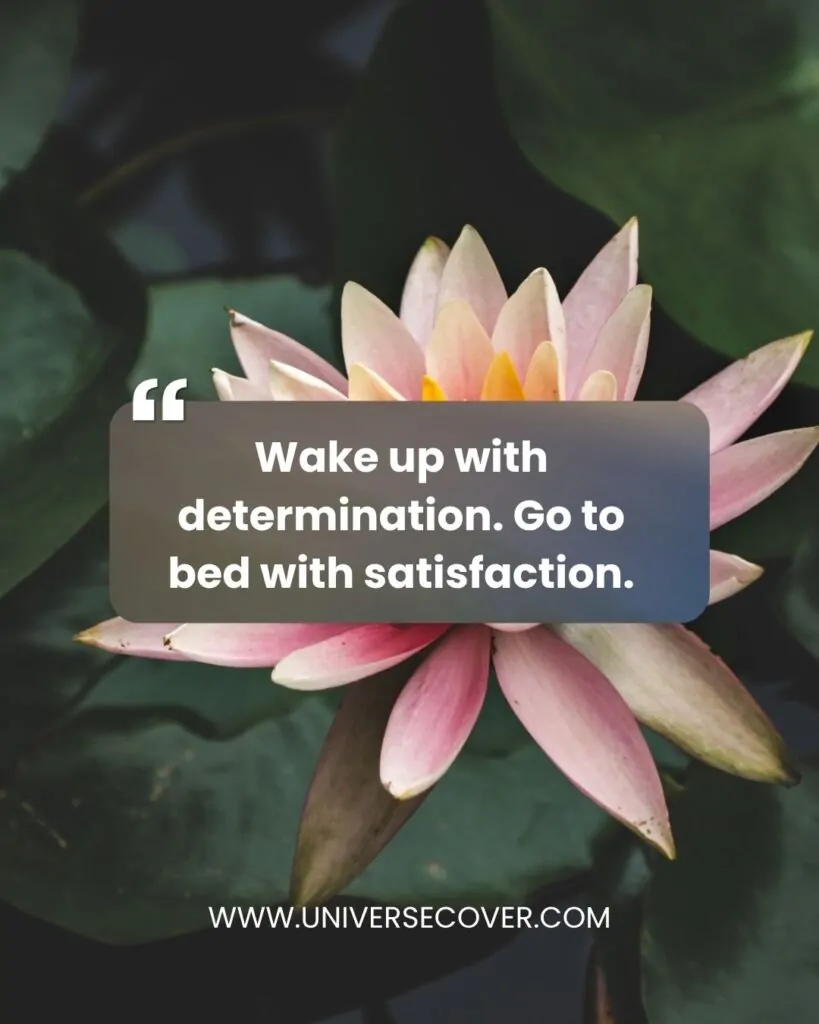Wake up with determination. Go to bed with satisfaction.