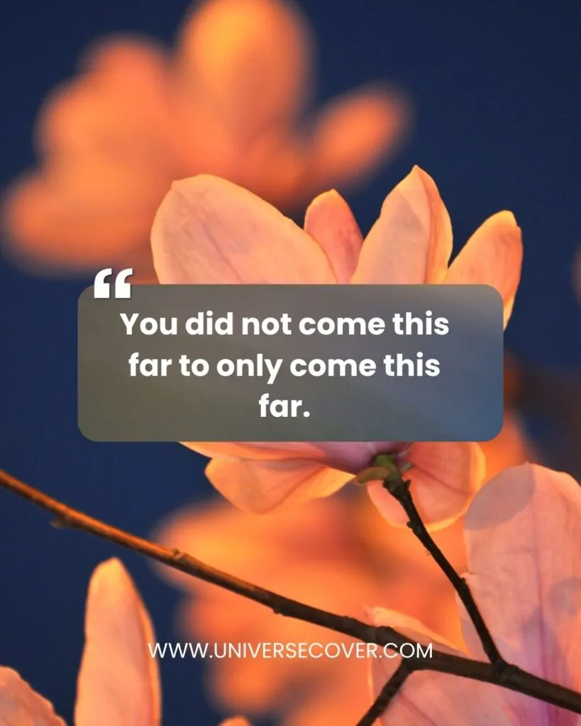 You did not come this far to only come this far.