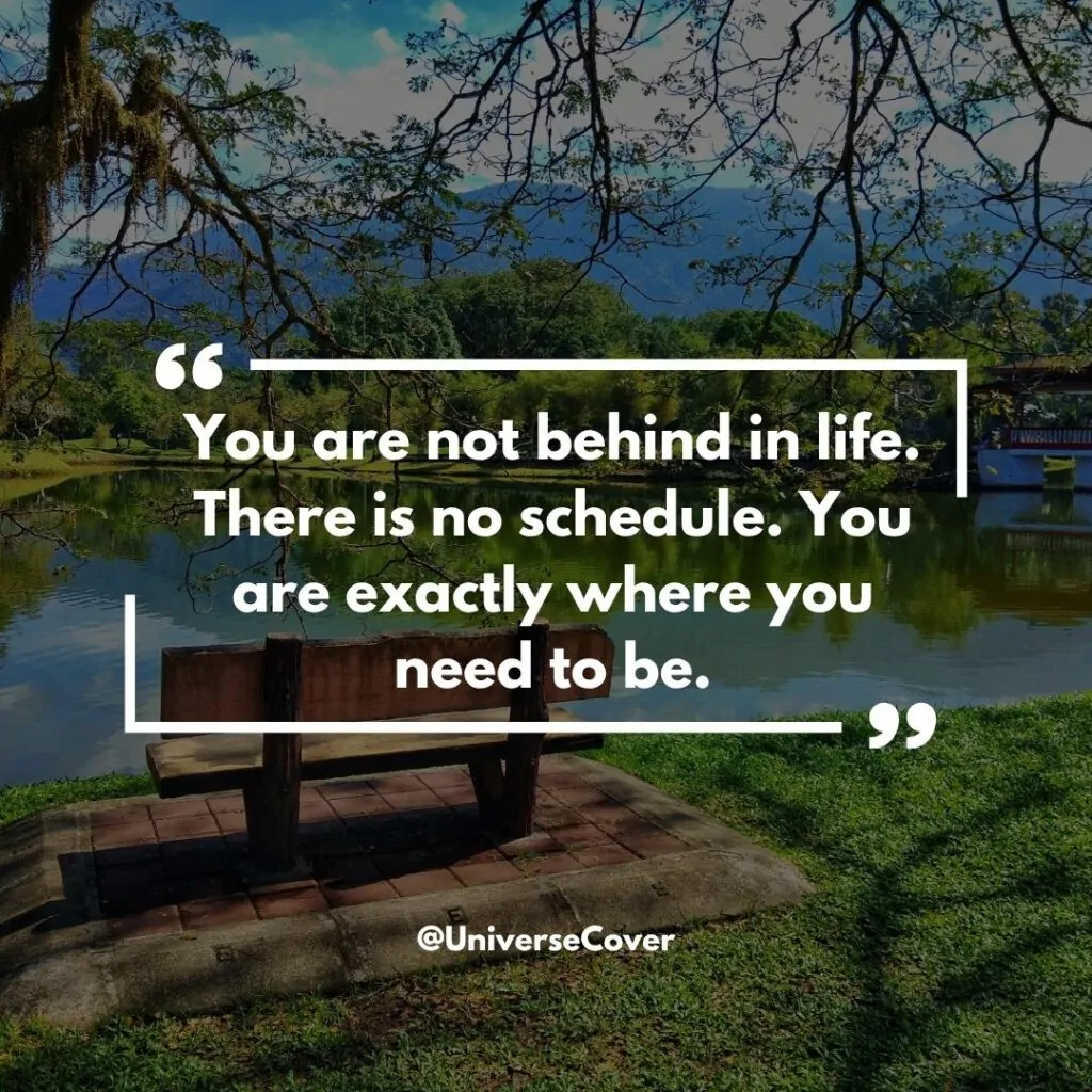 You are not behind in life. There is no schedule. You are exactly where you need to be."
