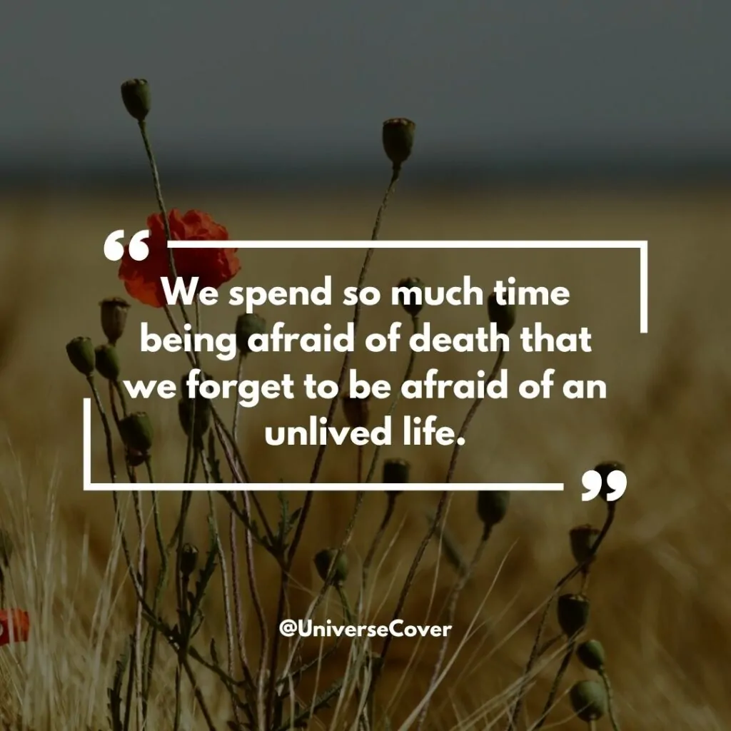 We spend so much time being afraid of death that we forget to be afraid of an unlived life.