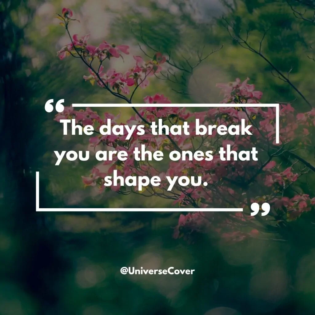 The days that break you are the ones that shape you.