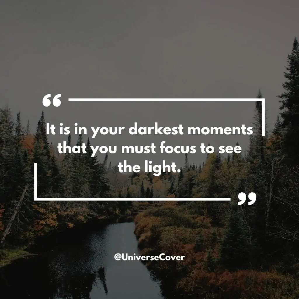 "It is in your darkest moments that you must focus to see the light."