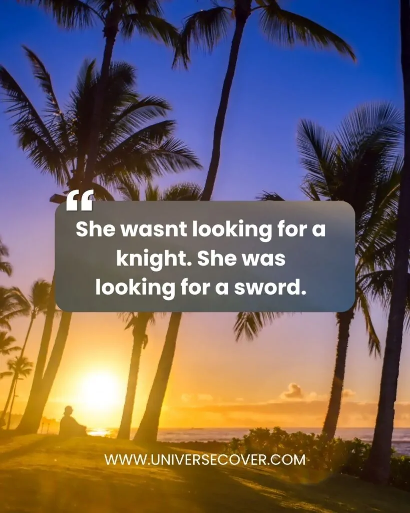 She wasnt looking for a knight. She was looking for a sword."