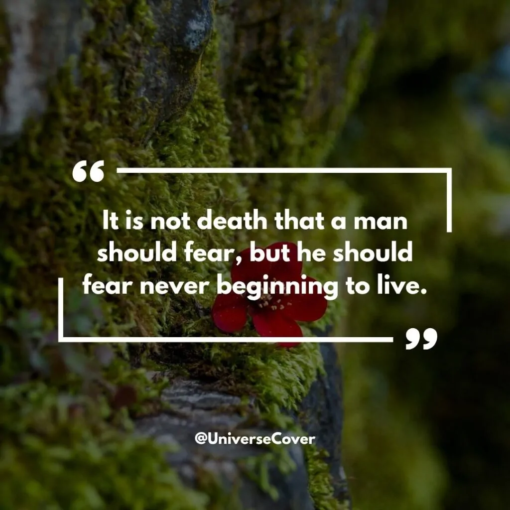 "It is not death that a man should fear, but he should fear never beginning to live." - Marcus Aurelius