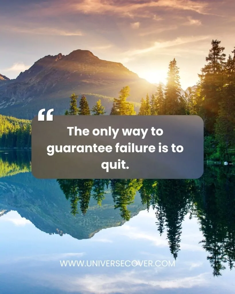 he only way to guarantee failure is to quit.