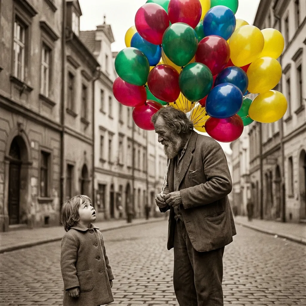 A handful of bright balloons could stop the whole world for a moment.