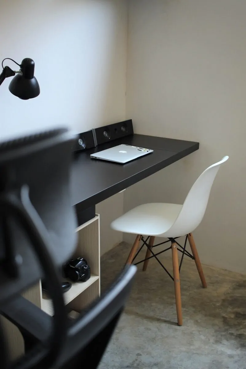 35+ Small Office Ideas for Working From Home 38 black laptop computer on black wooden table