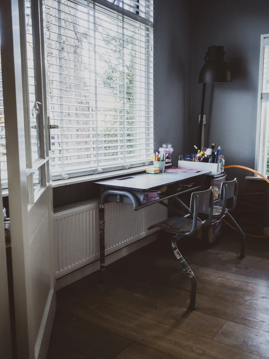 35+ Small Office Ideas for Working From Home 34 white window blinds near table