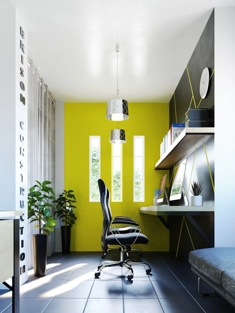 35+ Small Office Ideas for Working From Home 16 A room with a desk and a chair in it