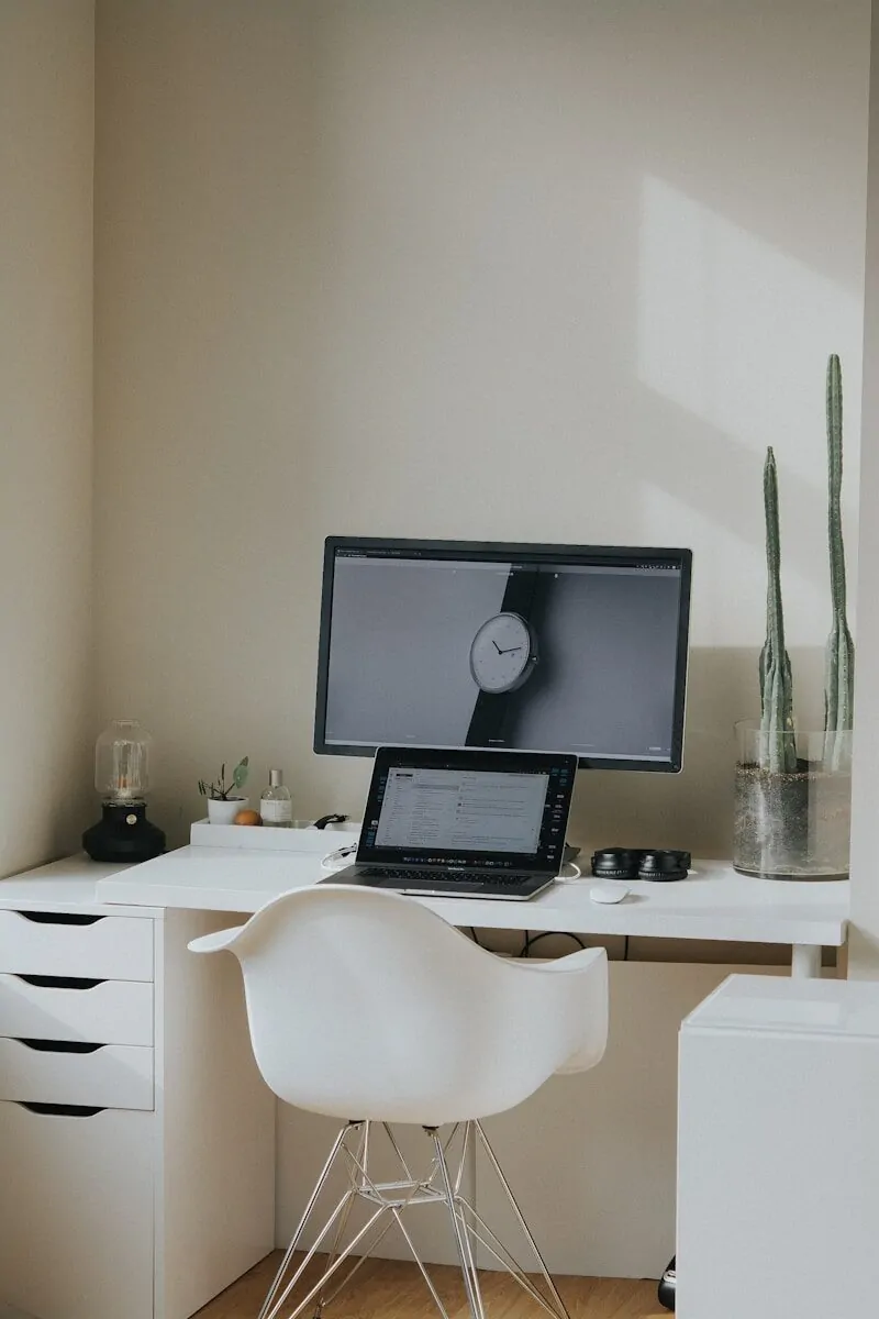 35+ Small Office Ideas for Working From Home 29 black laptop computer on white table