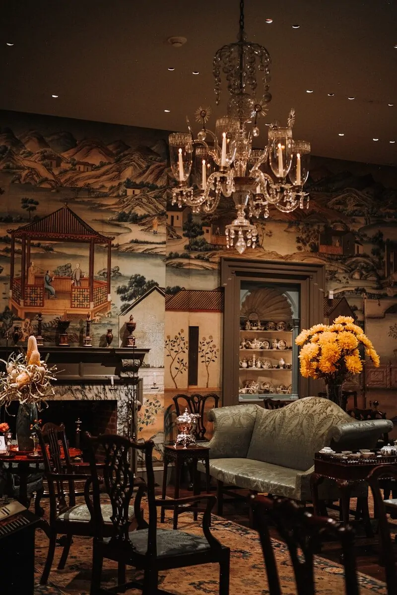 50 Luxury Living Room Ideas for Every Home Style 33 Antique room with ornate chandelier and floral arrangement