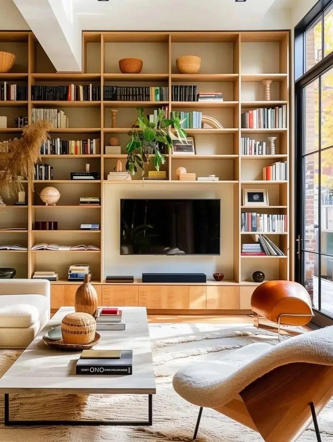 10 Home Library Ideas That Will Make You Want to Stay Home 24 Floor-to-Ceiling Media Console and Wall Library