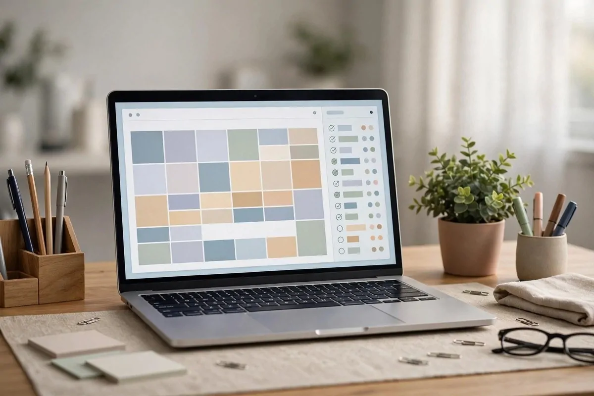 Laptop showing a unified calendar with a task list beside it