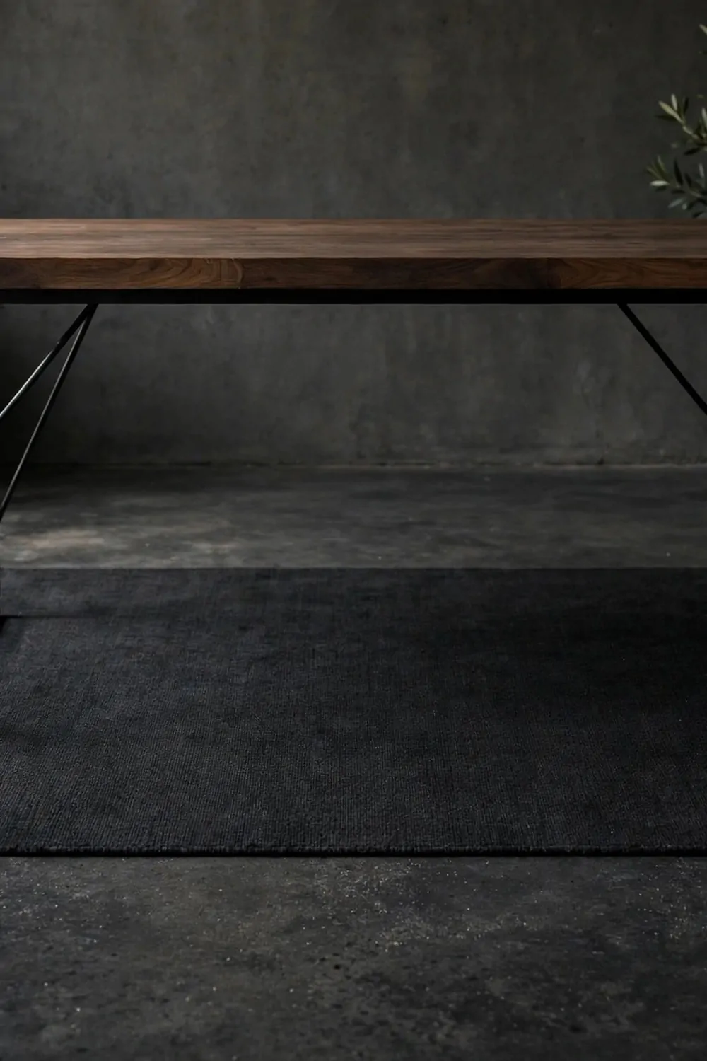 16 Ikea Office Ideas Workspaces Industrial Fans Will Love 14 A dark concrete floor with a dark flat rug under a wood desk with black metal legs