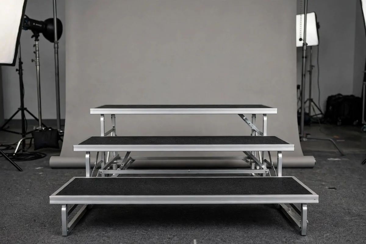 17 Group Photo Studio Ideas That Fit Everyone in Frame 2 Group Photo Studio Ideas using tiered portable risers for stacked rows