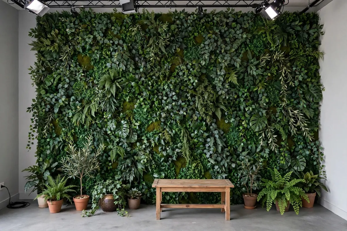 17 Group Photo Studio Ideas That Fit Everyone in Frame 10 Group Photo Studio Ideas with a lush green plant wall backdrop