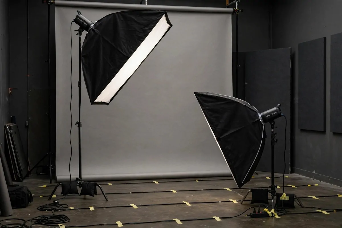 17 Group Photo Studio Ideas That Fit Everyone in Frame 12 Group Photo Studio Ideas showing a two softbox clamshell lighting rig for groups