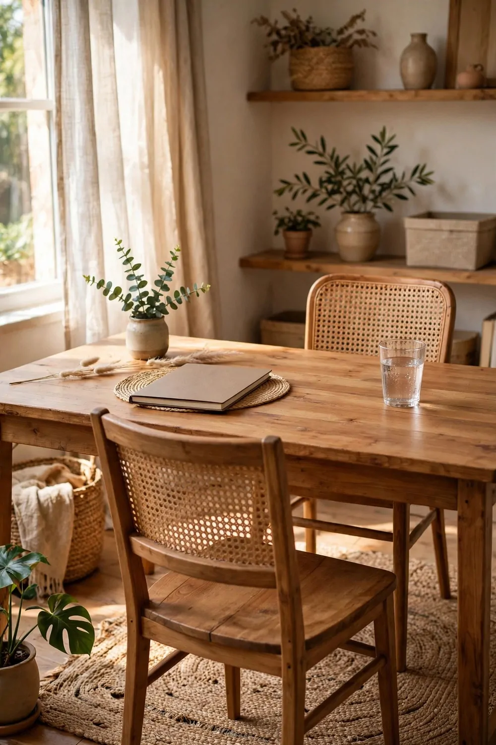 17 Ikea Office Ideas Business Owners Can Set Up Fast 12 A desk with two chairs facing each other across it, a glass of water and a notebook on the desk