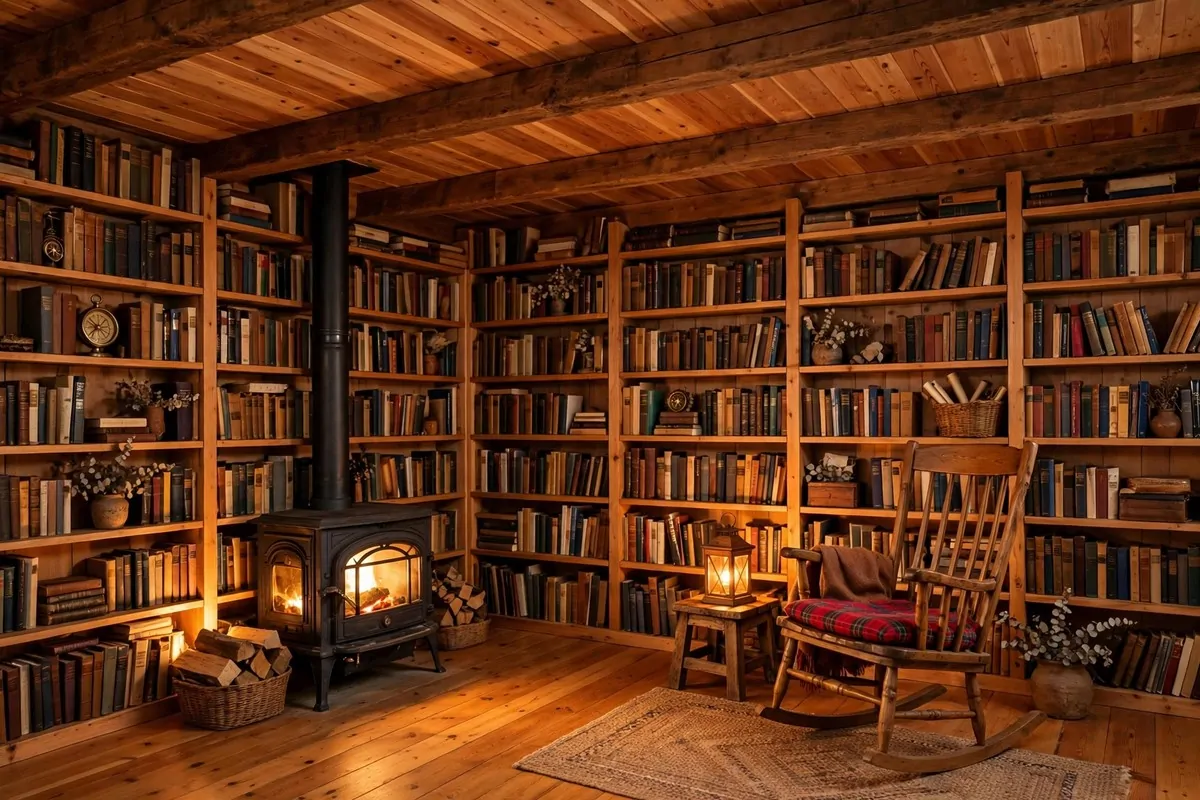 17 Rustic Home Library Inspiration Looks With Warm Wood Tones