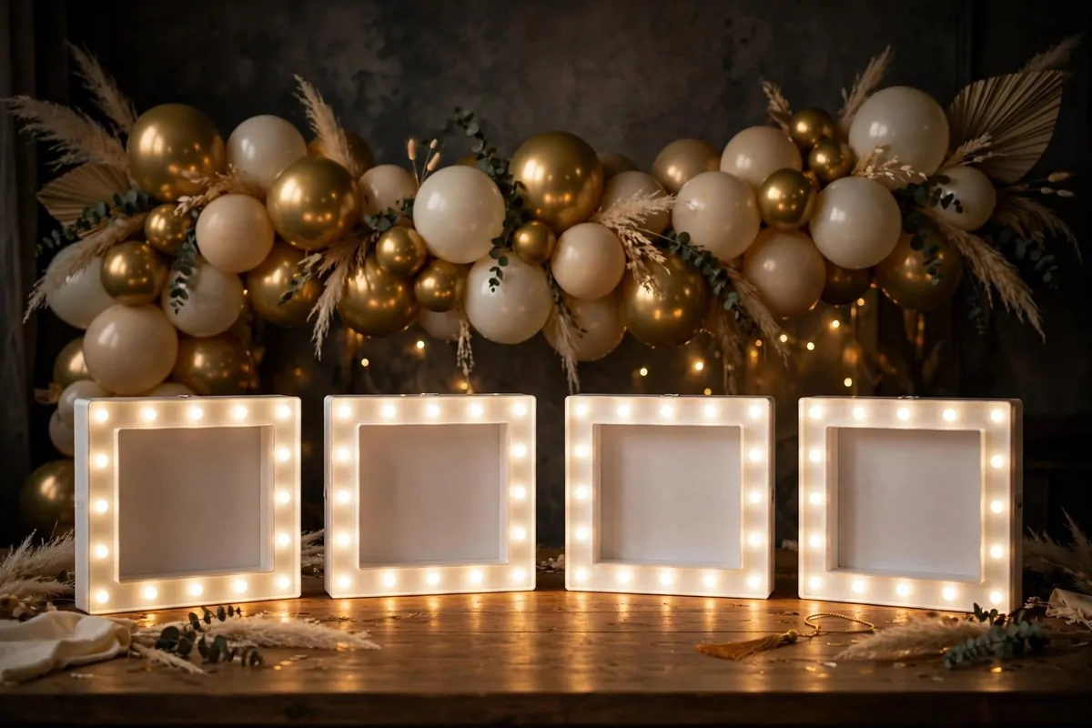 Light up graduation letter boxes for Graduation Photo Studio Ideas
