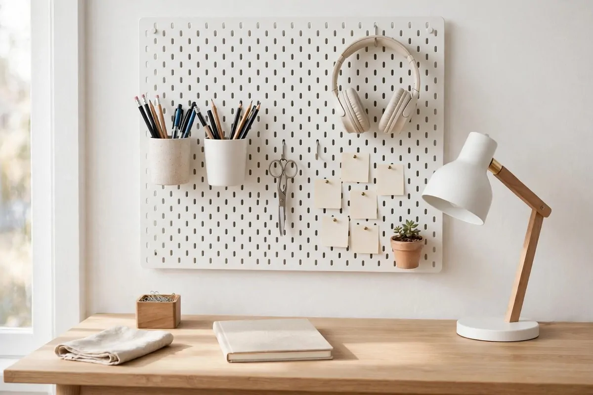 18 Ikea Study Room Ideas for a Focused, Tidy Space 1 Study desk made from a white IKEA KALLAX shelf with a wood LAGKAPTEN top and tidy books