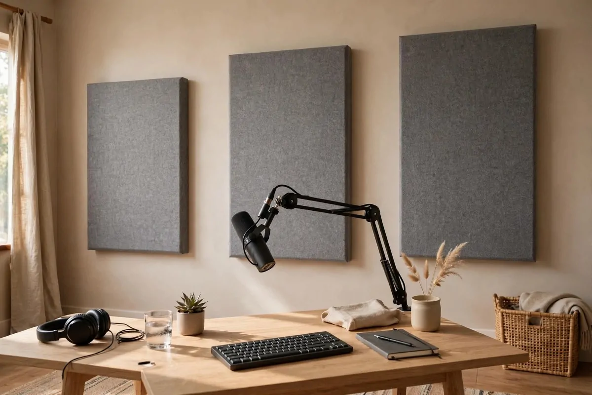 18 Podcast Room Setup Ideas for Crisp, Clear Sound 2 Acoustic foam panels at first reflection points in a podcast room