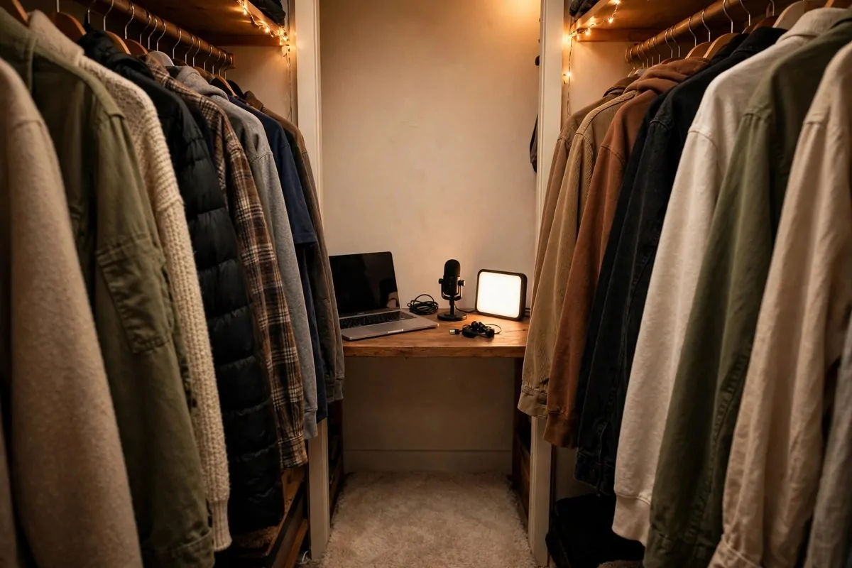 19 Content Creator Studio Setups for Every Budget 3 Creator filming facing a bright window with sheer white curtains