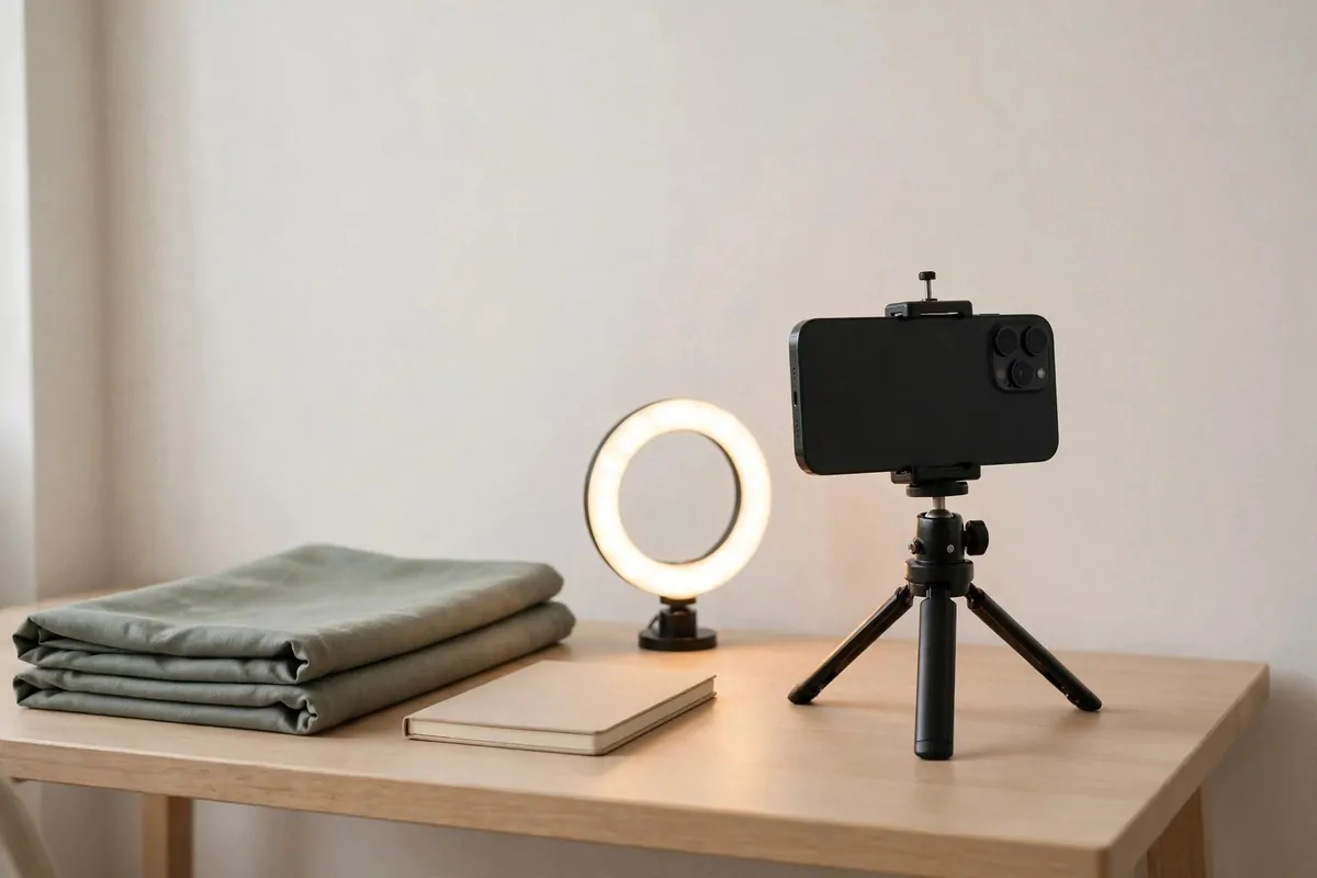 19 Content Creator Studio Setups for Every Budget 5 Bedroom desk command center with monitor, mic boom arm and camera tripod