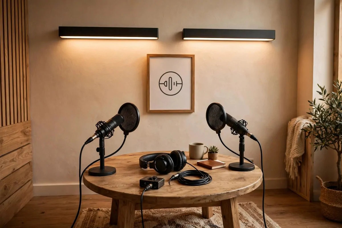 19 Content Creator Studio Setups for Every Budget 9 Budget studio desk hack built from cube shelves and a wood plank top