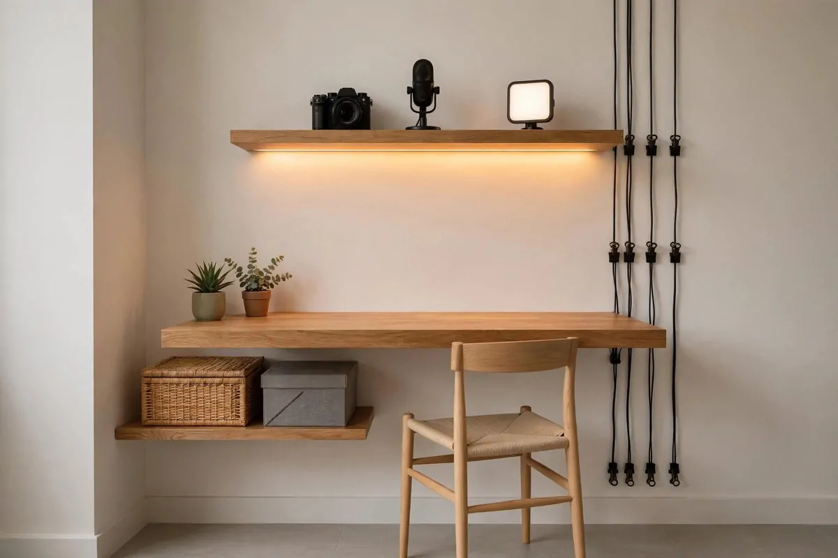 19 Content Creator Studio Setups for Every Budget 14 Loft bed with a creator studio desk tucked underneath