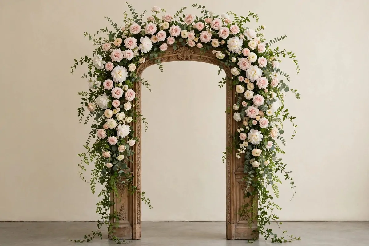 Pastel floral arch setup for Maternity Photo Studio Ideas